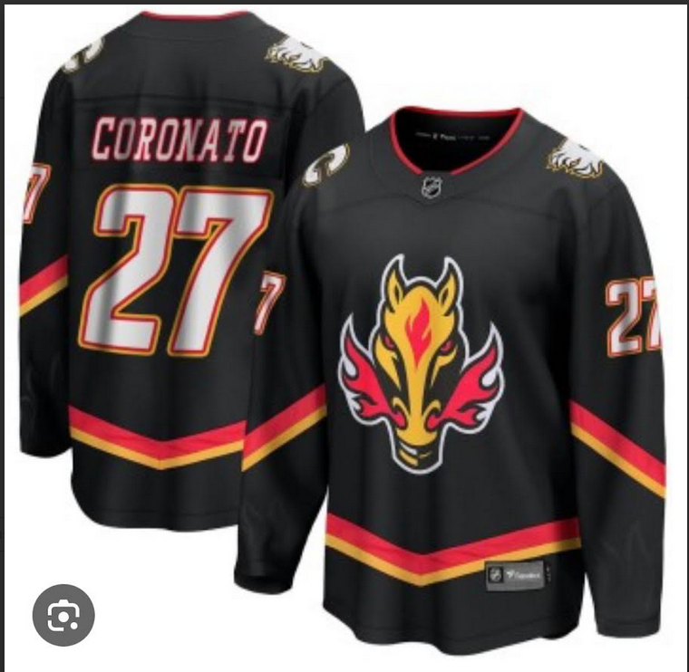 Men Calgary Flames #27 Coronato Fanatics Branded black 2025 NHL Heritage Classic Premier Breakaway Jersey